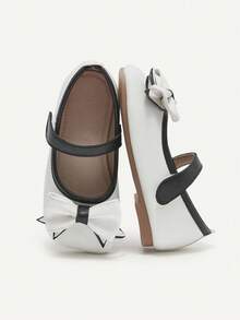 Cozy Pixies 1 Pair Girls' Cute & Fashionable Oversized Bow Mary Jane Shoes, Ideal For Stage, Wedding, Party, Daily Wear, Princess/Preppy Style, Flat Baby Shoes - White - View 6