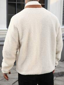 Manfinity Homme Men's Casual Patchwork Fabric Zip-Up Stand Collar Long Sleeve Jacket, Autumn/Winter - Multicolor - View 2