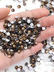 2000pcs 3-6mm Silver Flat Coffee Resin Rhinestones, Round Jelly Gemstones For Making Accessories Shoes, Clothes, Cosmetics, Bags, Decoration