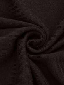 SHEIN LUNE Plus Size Solid Color Round Neck Fitted Casual Versatile Long Sleeve Sweater Dress - Coffee Brown - View 6