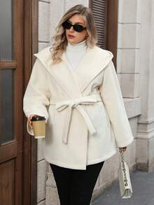 INAWLY Plus Size Women Long Coat, New Style - Apricot - View 1