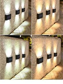 1PC/2PCS Solar Powered Wall Light With 8/10LED, Royal Castle Design, For Villa Outdoor Landscape, Waterproof Ambience Wall Decoration For Terrace And Patio, Up & Down Lighting Garden Decor - Multicolor - Ver 11