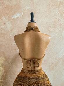 Soleia 颈链细节流苏针织上衣夏季，伊比沙岛装扮，假日度假性感节日狂欢针织逍遥游秋季乡村秋冬纳什维尔 - 棕色 - 查看 7