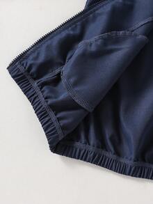 SHEIN Tween Boy Casual Graphic Print Hoodie Jacket, Autumn - Navy Blue - View 6