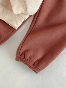 Loomiva 2件套男童字母图案针织柔软圆领长袖卫衣和松紧腰裤套装 - 彩色 - 查看 6