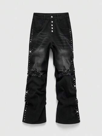 Street Life Jeans de mezclilla holgados y desgastados para hombres