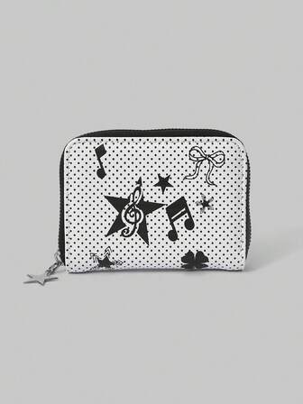 Anime 1 Stück Polka Punkt & Musiknoten Muster Mehrlage Kartenetui Süße kompakte Münzbörse