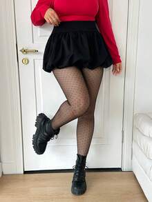 SHEIN CURVE+ Leggings transparents en maille sexy et envoûtants pour femmes grandes tailles, Noir, Saint-Valentin