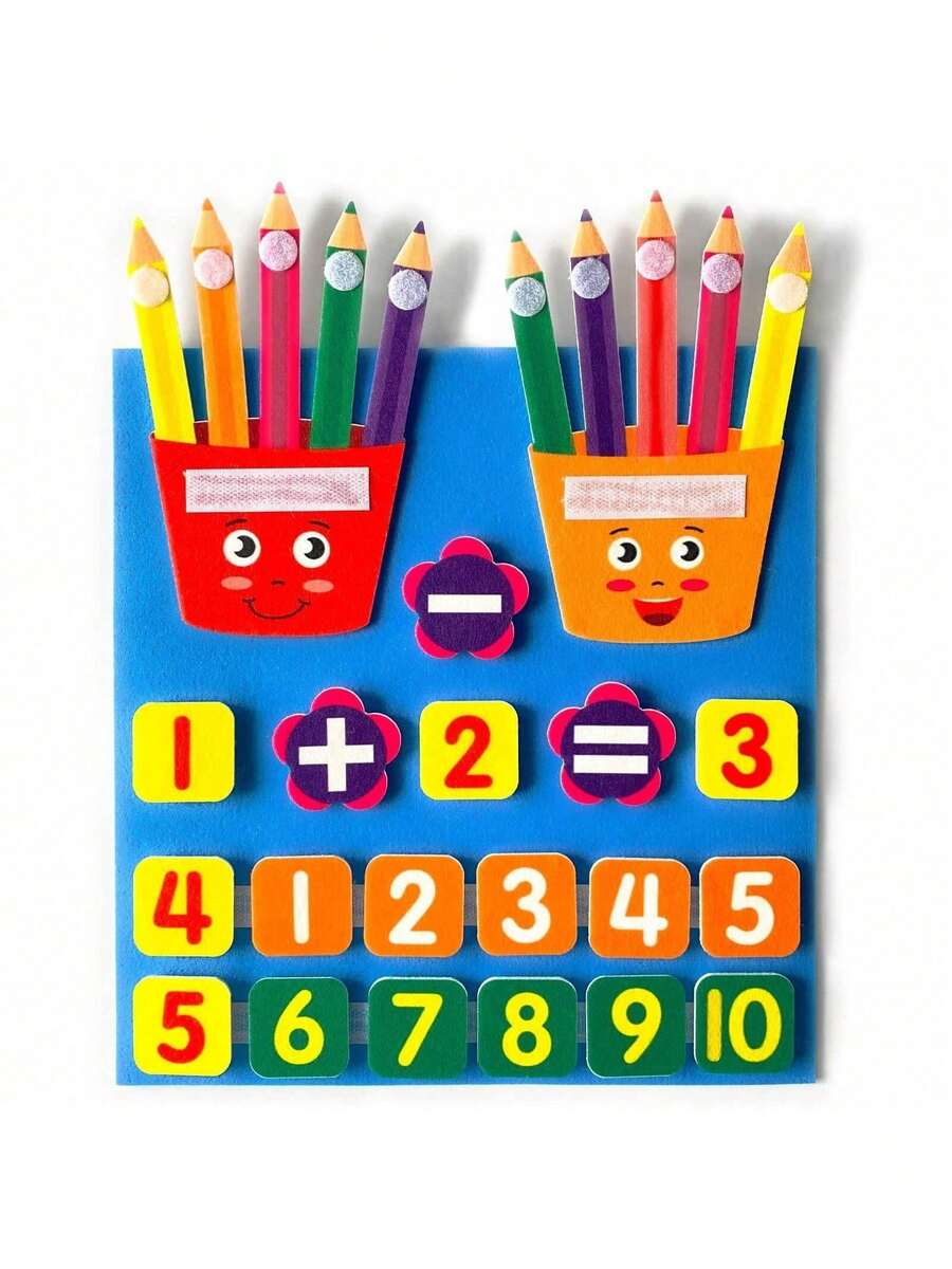 1pc Felt Finger Numbers Math Toys, Counting Early Learning Educational Board, For Teaching Aid,Intellectual Development - Pencil - View 1