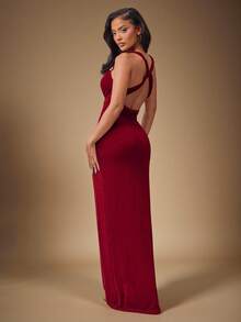 Radiana 大码女士性感优雅金属扣露背紧身红色连衣裙/情人节低背连衣裙，红色露背连衣裙，适合宴会、盛宴、晚宴、舞会、都市、百搭、性感办公室女郎、邮轮装、复古、节日、音乐会、嘉年华、郊游、层次丰富的场合、假日、约会之夜、聚会、生日、单身派对、鸡尾酒会、正式活动、端庄、时尚、夜店、可爱、休闲、外出，凸显身材，修饰身形，勾勒优美曲线，性感长裙 - 紅色 - 查看 9