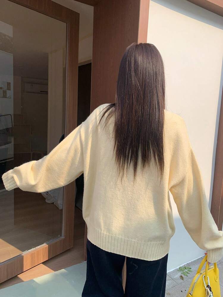 Dazy Plus Cute Animal Jacquard Pattern Loose Fit Crew Neck Long Sleeve Plus Size Women Sweater, Autumn/Winter