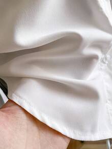 Sweetra Young 青少年女孩休闲校园风格拼色二合一领长袖衬衫 - 紫丁香色 - 查看 5