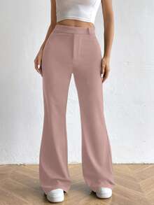 SHEIN Unity Pantalones casuales de unicolor para mujer - Rosa Pálido - Ver 6