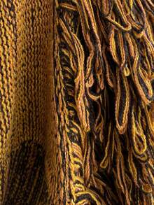 Soleia Fringe Knit Micro Mini Skirt Low Rise Sexy Holiday Ibiza Rave Boho Vacation Escapade Fall Night Out Autumn Winter Techno - Brown - View 8