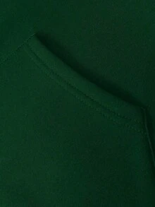 Manfinity Sport Corelite 男士休闲日常通勤简约纯色拉链连帽运动夹克，春秋季拉链连帽衫深绿色男士连帽衫 - 綠色 - 查看 4