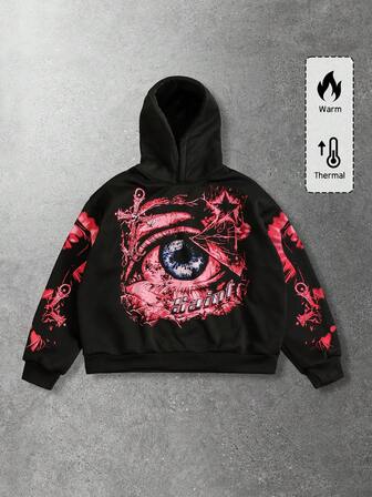 Street Life sweat-shirt à capuche ample avec imprimé de lunettes de vue casual pour hommes, automne/hiver