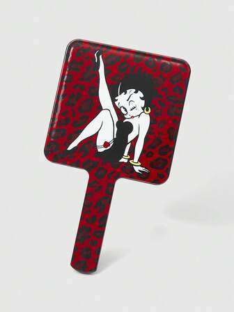Betty Boop | ROMWE 1pc Figure Graphic Square Handheld Mirror, Translucent Plastic Handle Makeup Mirror For Desk, Portable