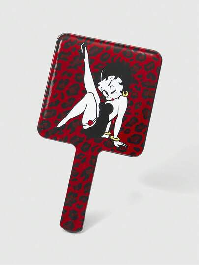 Betty Boop | ROMWE 1 pezzo Specchio da mano quadrato con grafica a figura, manico in plastica trasparente, specchio per il trucco da tavolo, portatile