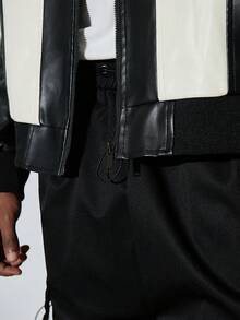 Modcrash 男士双色拉链PU皮夹克 - 黑與白 - 查看 8