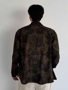 DAZY 男士纯棕色染色面料衬衫，秋季 - 棕色 - 查看 2