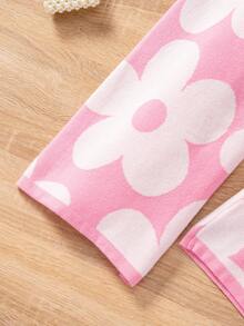 女童提花针织毛衣和紧身裤两件套，时尚款式，长袖，秋冬 - 粉色 - 查看 6