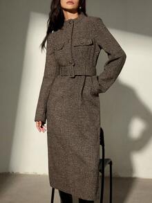 Aveloria Modichic 羊毛混纺束带连衣裙，修身剪裁，优雅时尚