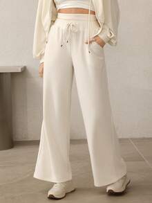 Mulvari 女式罗纹腰带休闲运动裤 - 杏色 - 查看 5