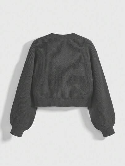 Cardigan en tricot à col en V, boutons devant et manches longues avec application de motif dessin animé d'Halloween pour femmes