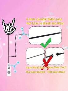 1个/3个“我爱你”骷髅手护士证件卷轴夹可伸缩证件夹放射科X光趣味证件卷轴可伸缩护士鳄鱼夹证件礼品ID姓名卡，证件卷轴，证件夹，ID证件夹，趣味证件卷轴，证件夹，万圣节 - 彩色 - 查看 6