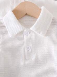 SHEIN Playful Pals Baby Boy Solid Color Polo Collar Long Sleeve Casual Top - Multicolor - View 7