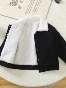 小男孩休闲时尚长袖牛仔领夹克搭配牛仔裤套装，宽松版型，精致水洗工艺，面料柔软，适合日常上学、度假、外出，百搭 - 黑色 - 查看 6