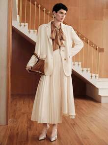 Uhlyne Uhlyne Blazer elegante y minimalista de moda para mujer - Albaricoque - Ver 3