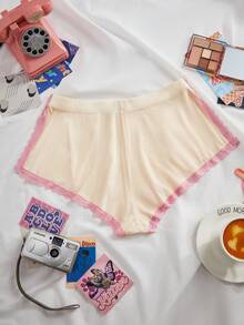 Eraneu 女士可爱甜美少女蕾丝拼布内裤 - 黃色 - 查看 7