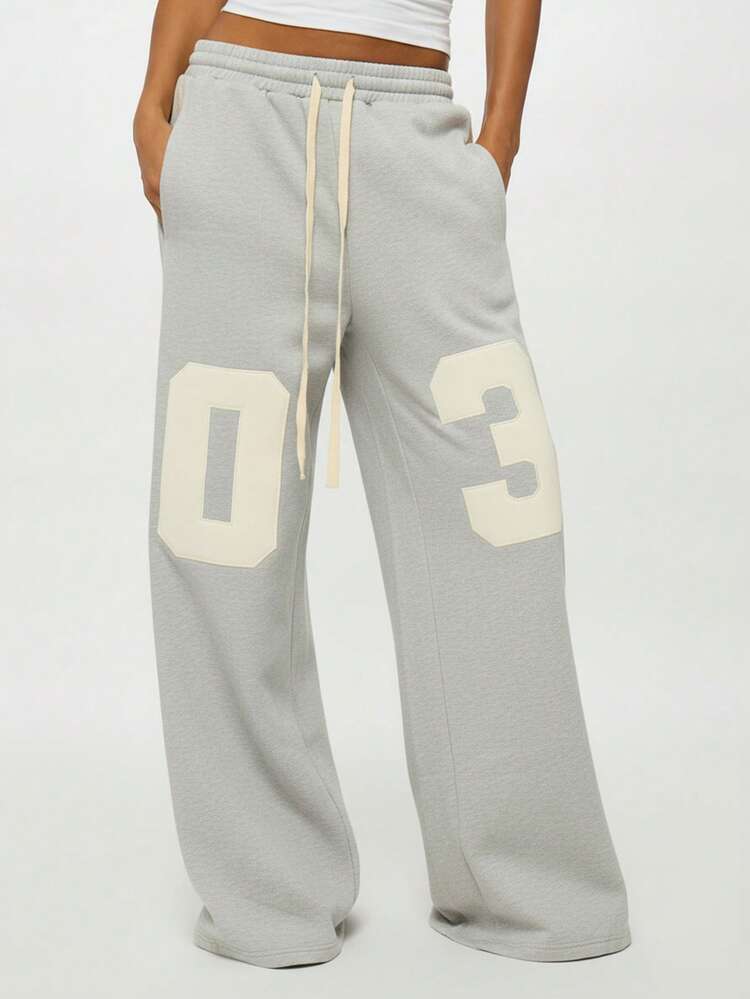 SUMWON WOMEN Wide Leg Sweatpants With Contrast Panels