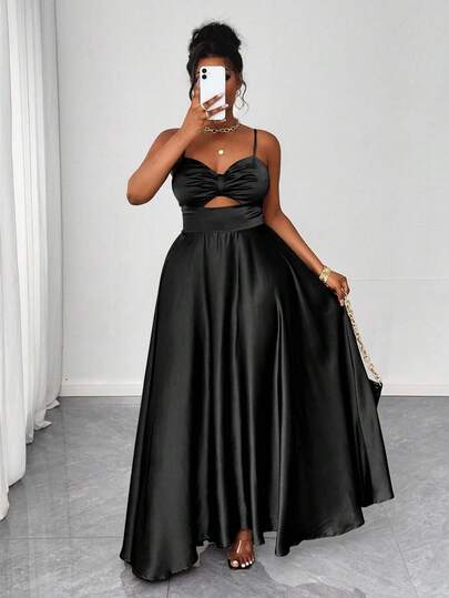 Maweii Vestido largo de tirantes elegante de unicolor talla grande, para verano