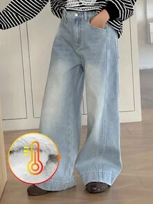DAZY Tween Girls Thermal Lined Denim Jeans Thermal Lined,Winter - Light Wash - View 7