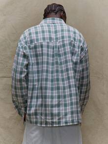 Musero Relaxed Tailored Checked Long Sleeve Shirt Spring Summer Vacation Holiday Smart Streetstyle - Green - View 4