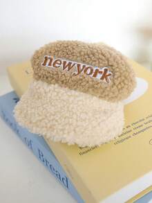 PETSIN 1pc宠物帽子猫狗通用秋冬加厚保暖棒球帽四色可选刺绣纽约露耳帽带可调节抽绳