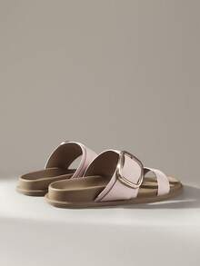 Solecia Damen Sandalen aus geflochtenem Material mit Metallschnalle, Birkenstockstil - Mauve - Übersicht 5