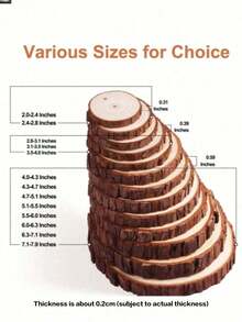 Unfinished Natural Wood Slices 3 Pcs 2.36-2.76inch, 3.15-3.94 Inch, 4.72-5.51 Inch Craft Wood Kit Circles Crafts Christmas Ornaments Rustic Wedding Decoration DIY Crafts With Bark For Crafts