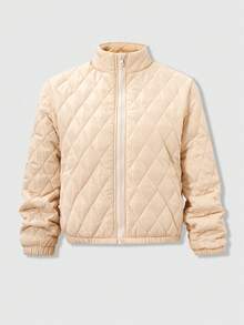 复古美式短款羽绒服 - 杏色 - 查看 6