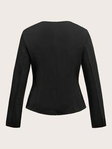 SHEIN Clasi Veste courte élégante et vintage en satin avec roses 3D pour femmes grandes tailles, veste noire, veste fleurie, manteau noir, manteau fleuri, hiver, manteau d'hiver pour femmes, veste d'hiver pour femmes, veste d'hiver pour femmes, confortable automne et hiver pour femmes, automne hiver pour femmes, costume d'Halloween, Noël pour femmes, Nouvel An, top noir, automne hiver 2025, veste blazer décontracté chic - Noir - Voir 2