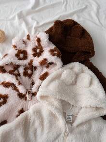 Loomiva Conjunto de 3 piezas de abrigo con capucha de felpa gruesa para bebé niña - Multicolor - Ver 6