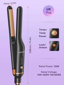 JMMO 带陶瓷电气石的铅笔式直发器，适用于稀疏和短发边缘造型的直发器，不伤发护发，打造顺滑造型，快速加热，自动关闭 - 英国插头 - 查看 7