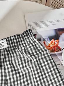 Comfortcana Quần short kẻ sọc đỏ viền bèo nhún cho nữ, phù hợp cho mùa hè - Nhiều màu - Xem 3