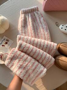 Comfortcana Quần nỉ ấm sọc hồng, mùa đông - Hồng - Xem 7