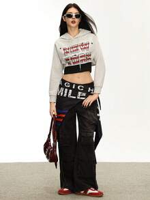 Rina Fox 2025 Women's Short Printed Sweatshirt Jacket, Autumn/Winter - Light Grey - View 3