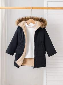 SHEIN 少女纯色休闲保暖连帽外套，秋冬 - 彩色 - 查看 9