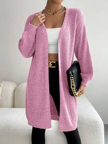 Chiquease Women's Solid Color Minimalist Long Sleeve Knit Cardigan, Everyday Wear