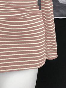SHEIN Unity Women's Fashionable Black And Gray Striped Long Sleeve Dress - Multicolor - View 5